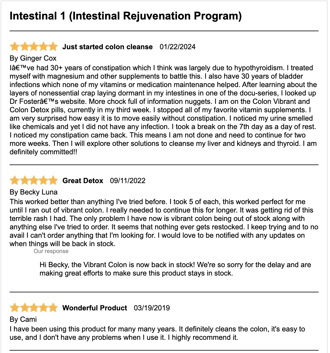 Intestinal 1 (Intestinal Rejuvenation Program)